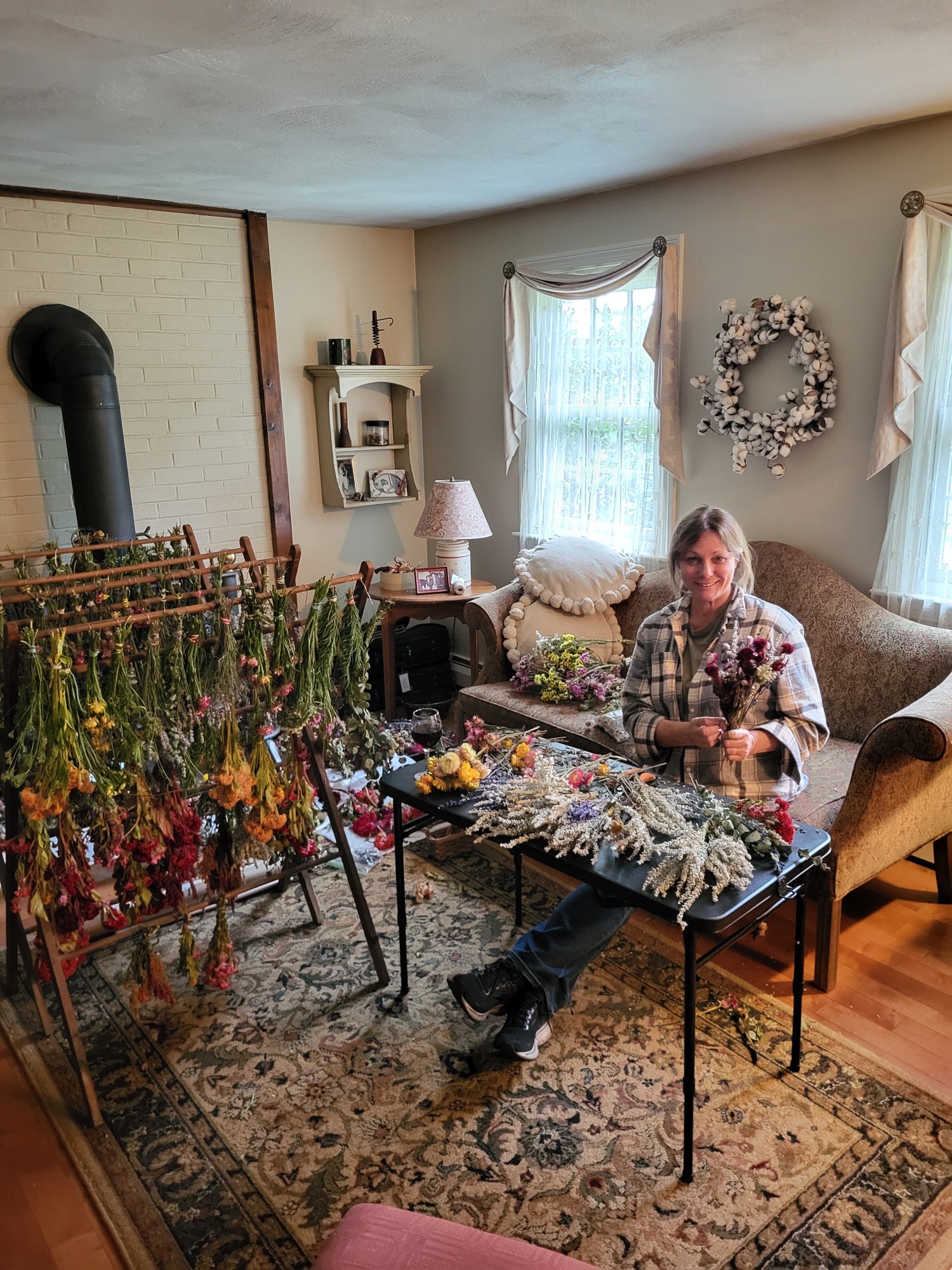 Drying racks in Jodie's living room.